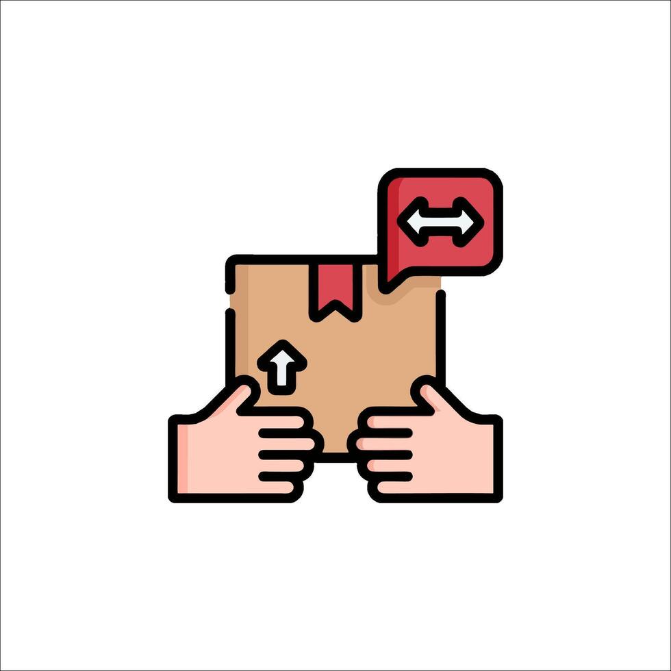 Hand holding a box with a red arrow on it vector