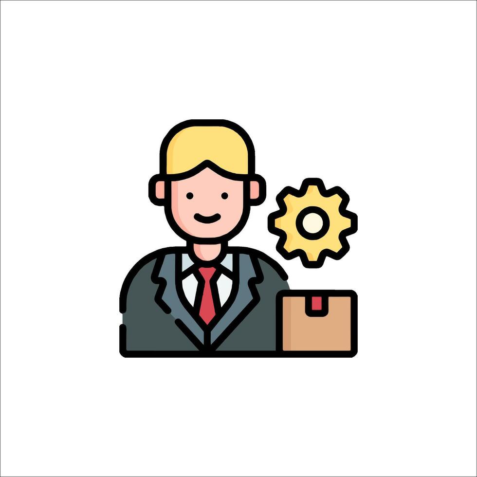 Businessman with box and gear icon vector