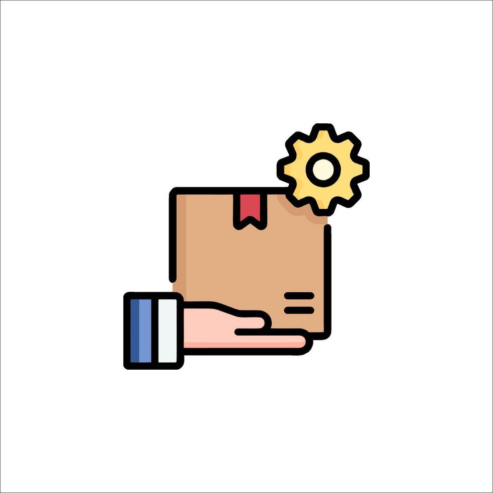 A hand holding a box with a gear on it vector