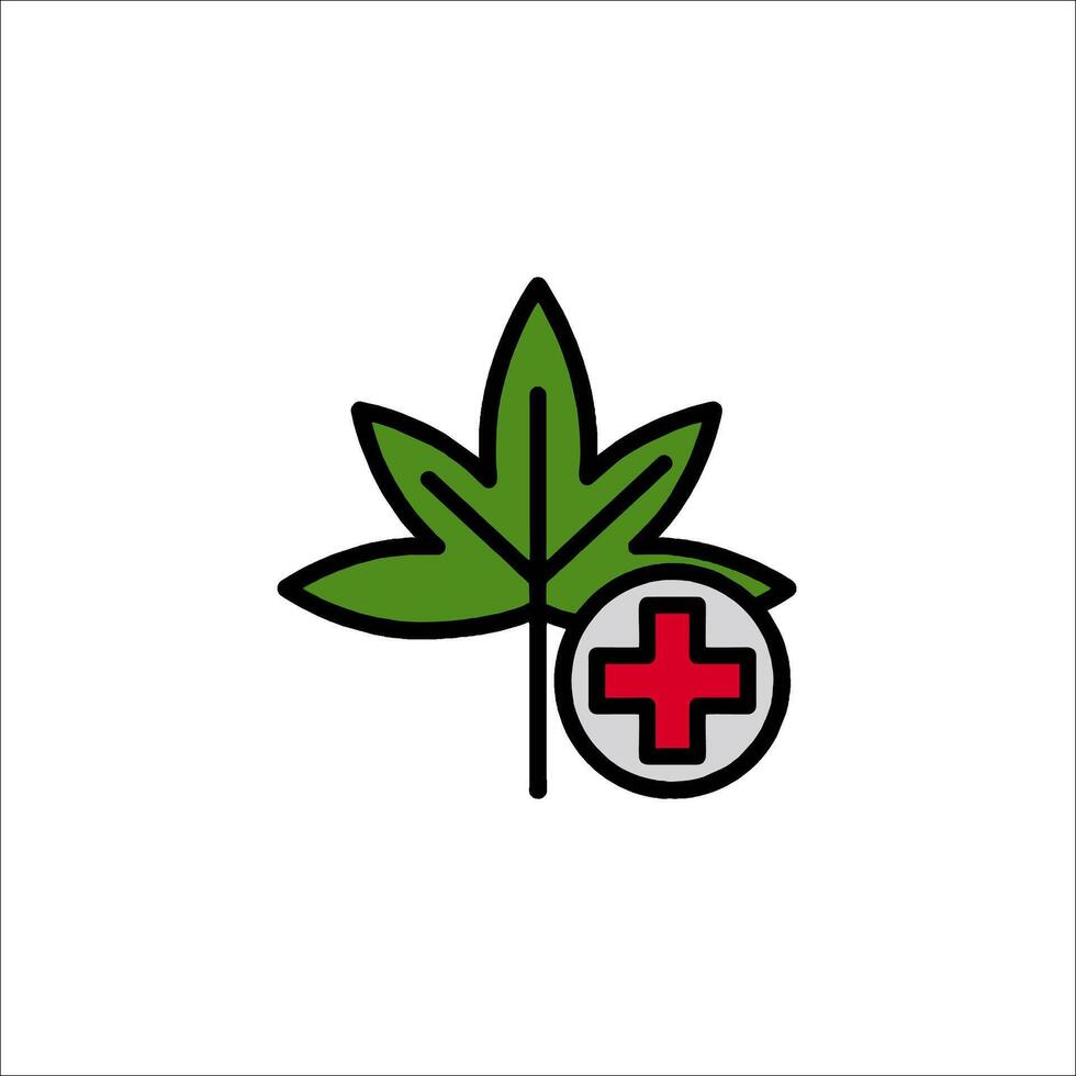 A marijuana leaf with a red cross on it vector