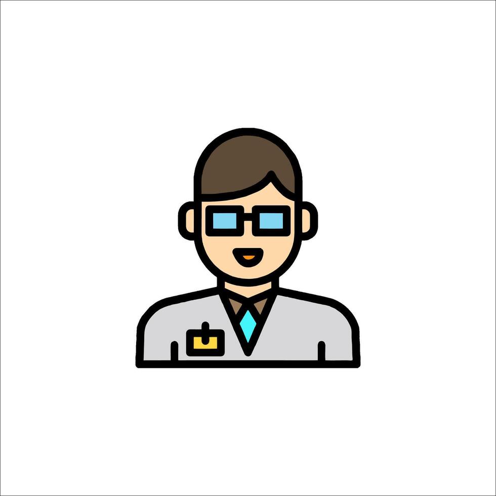 A man in a lab coat and glasses icon vector