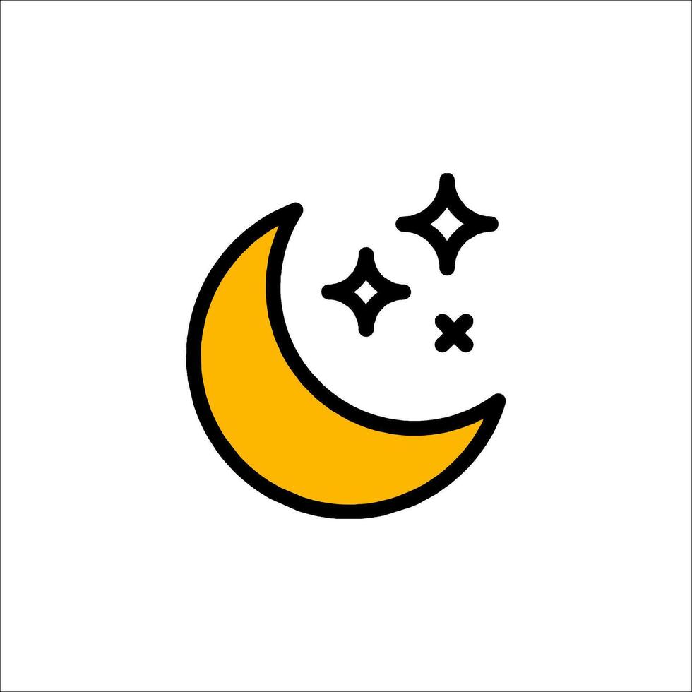 A yellow crescent with stars on it vector