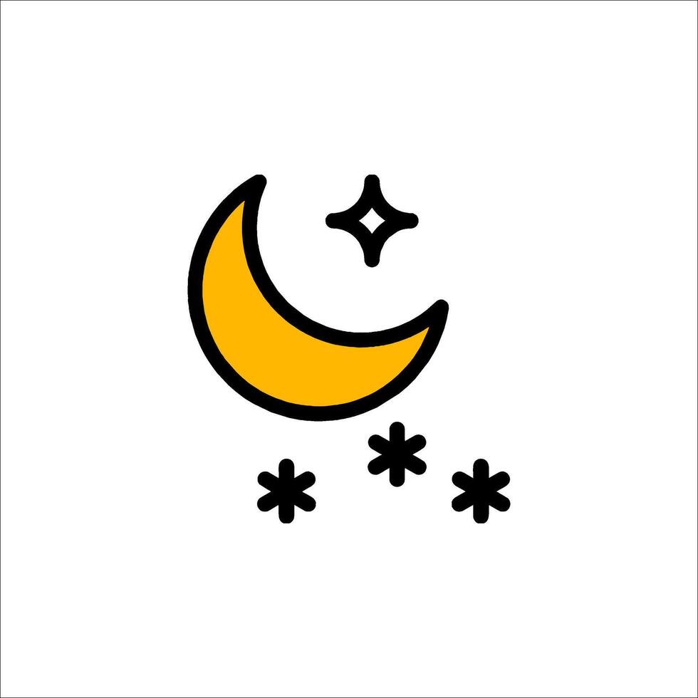 A crescent with stars and snowflakes vector