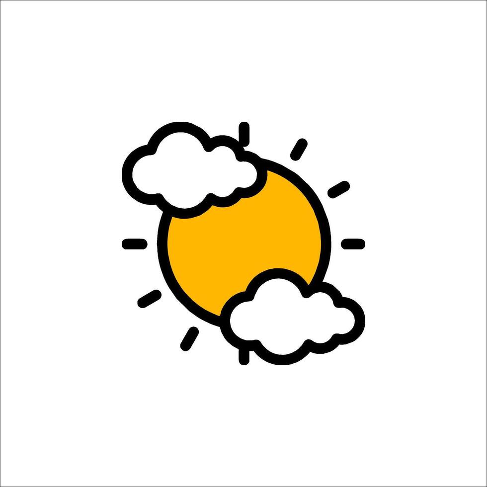 The sun and clouds icon in a flat style vector