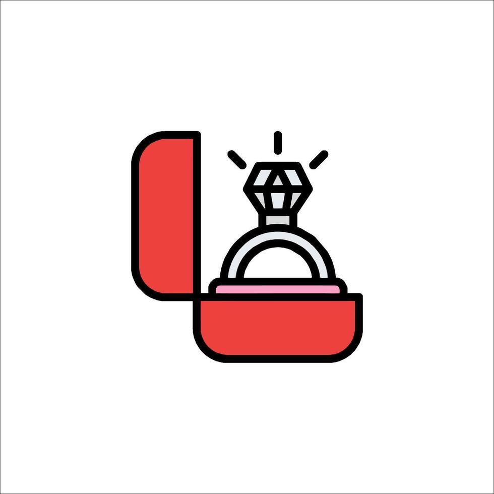 An engagement ring in a box icon vector