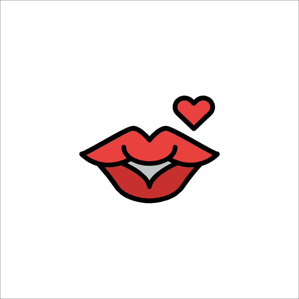 A red lips with a heart on it vector