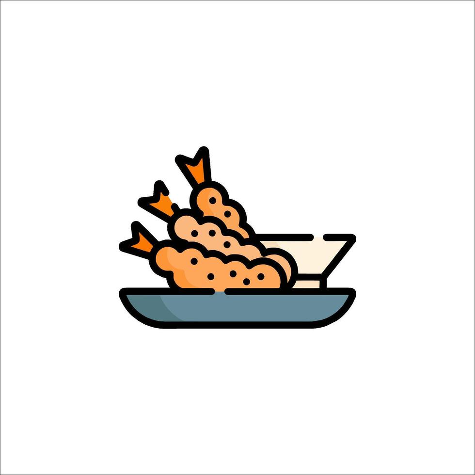 A plate with food and a bowl of sauce vector