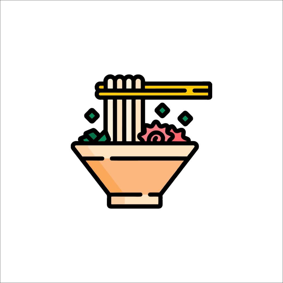 A bowl of noodles with chopsticks in it vector