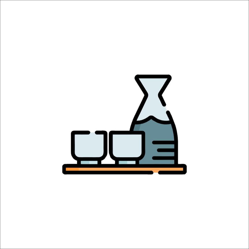 A line drawing of a glass and a pitcher vector