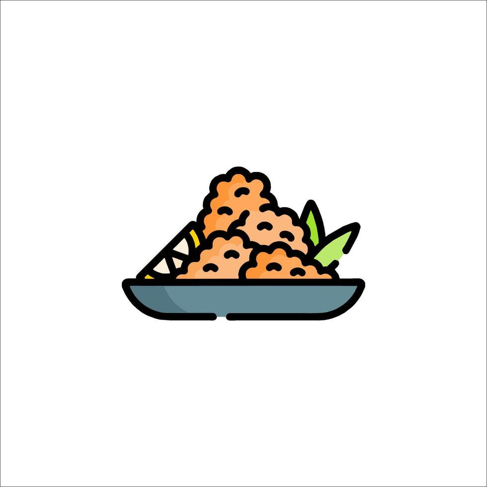 A plate with food on it in a line style vector