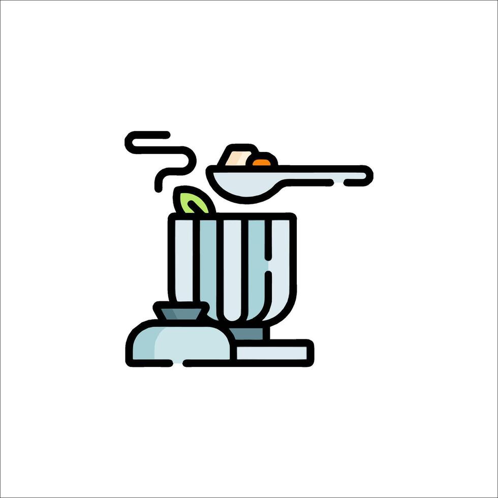 A line icon of a blender with food in it vector