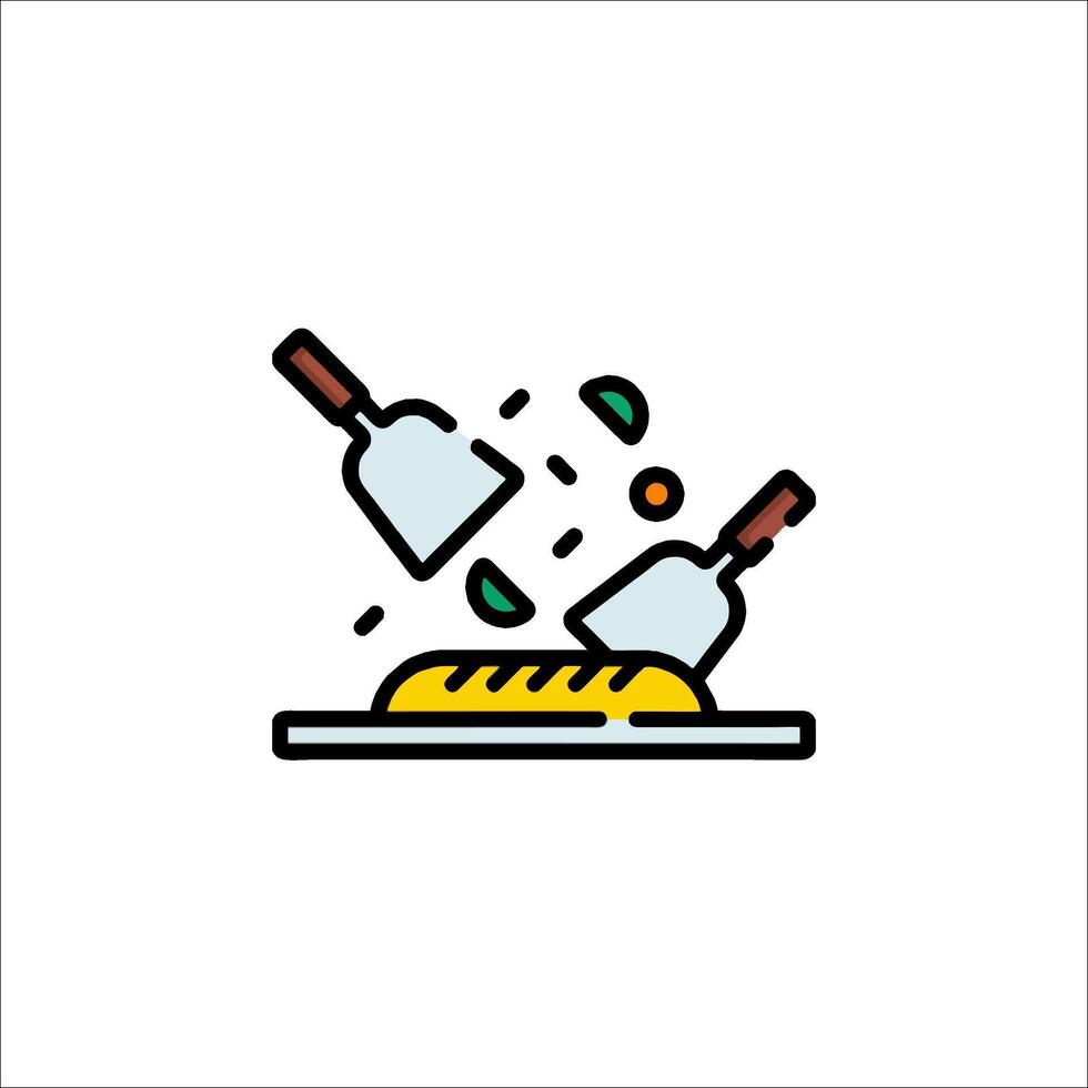 A bread and butter icon with a knife and fork vector