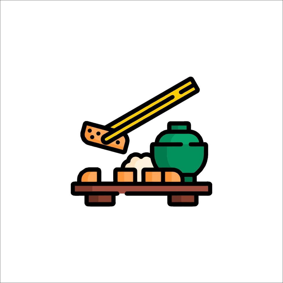 A wooden spoon and a pot of tea on a tray vector