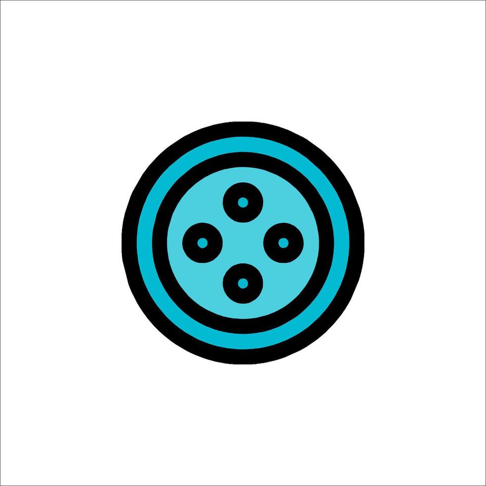 A blue and black icon of a button vector