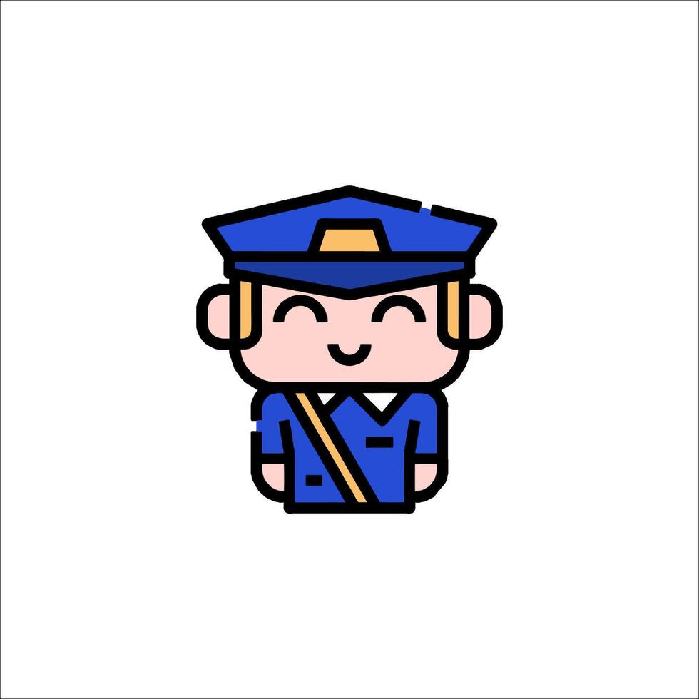 A cartoon police officer character with a blue hat vector