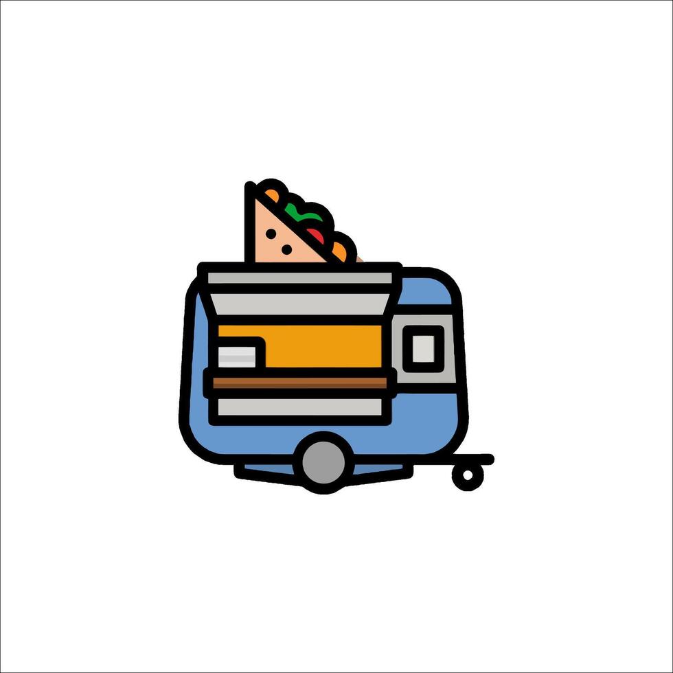 A taco truck is sitting on the side of a trailer vector