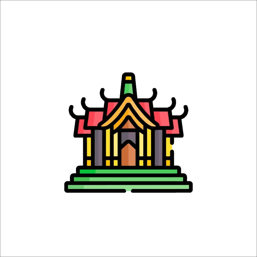 A colorful chinese temple icon vector