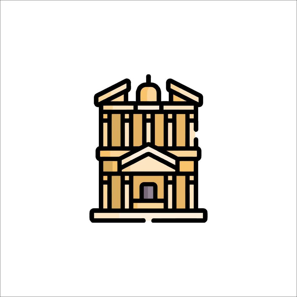 A building icon with a clock on top vector
