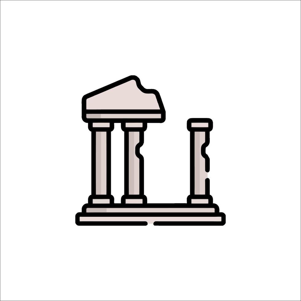Ancient greek temple icon, line icon vector