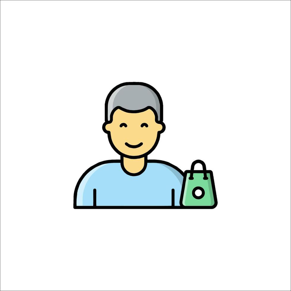 A man holding a bag icon vector