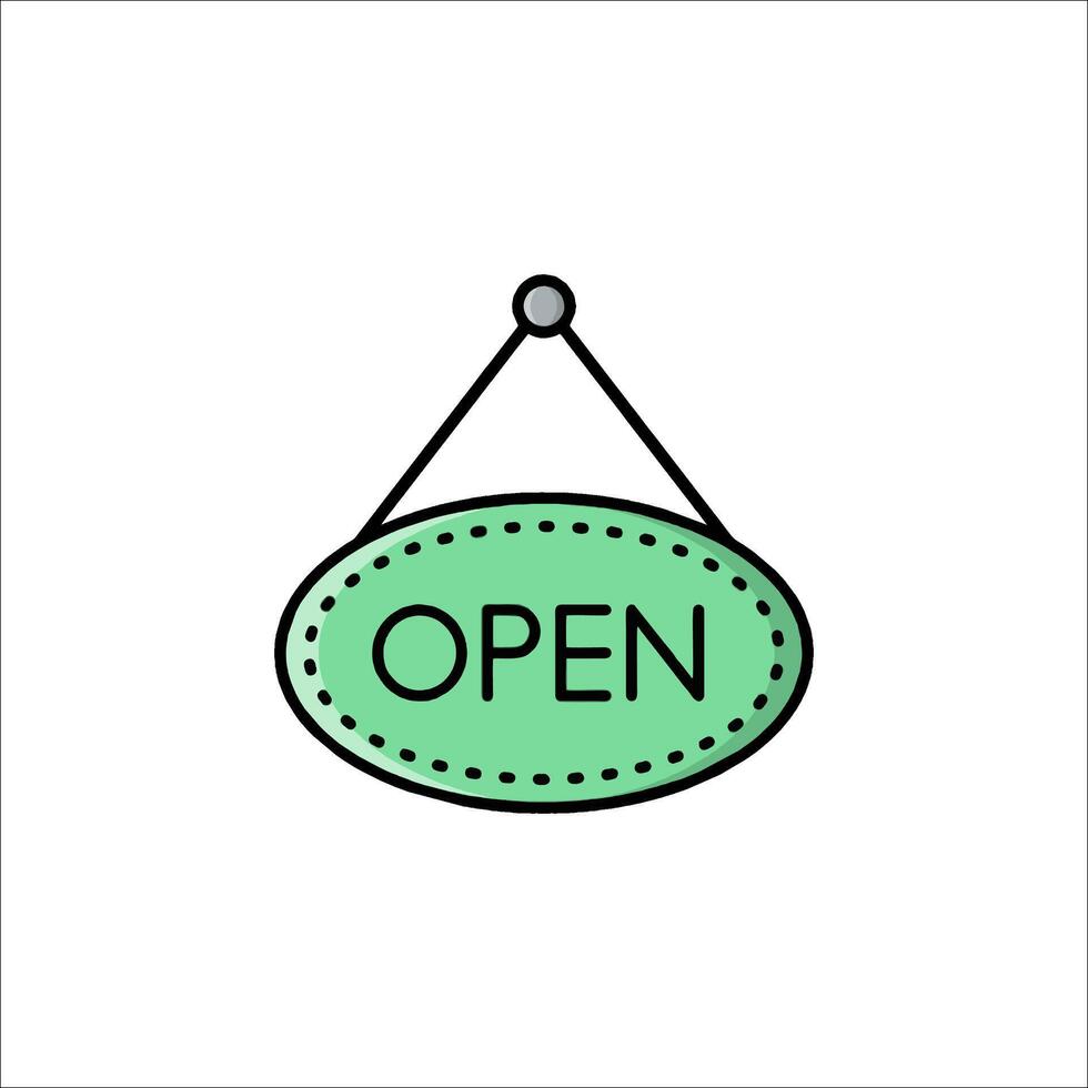 Open sign hanging on a wall illustration vector