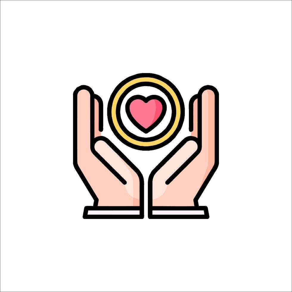 Hands holding a heart icon vector