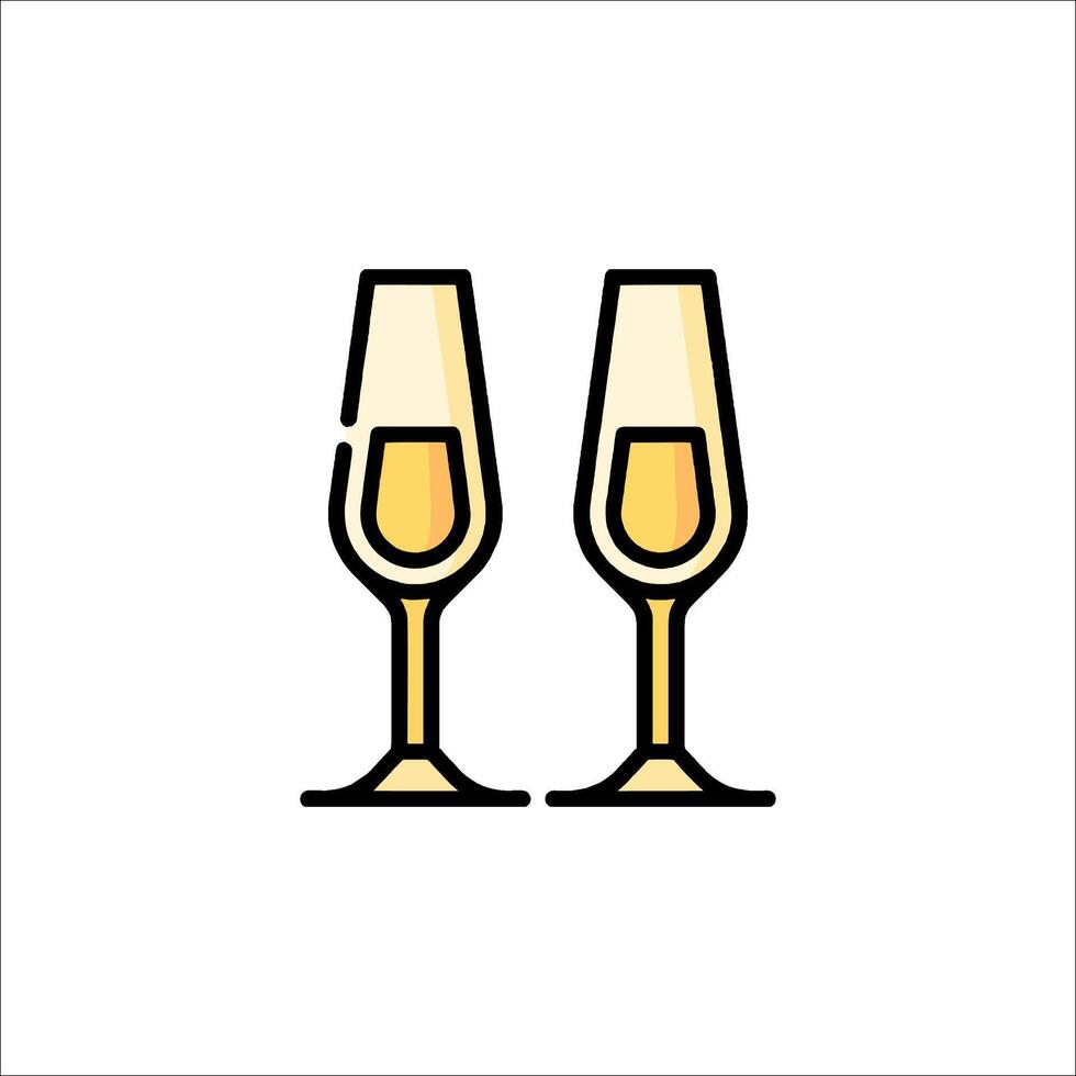 Two glasses of champagne on a white background vector