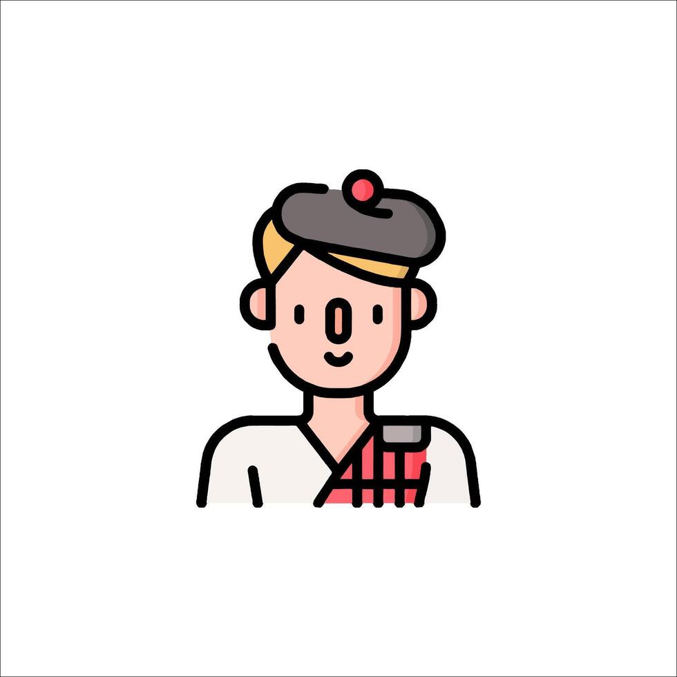 A man in a kilt with a hat on his head vector