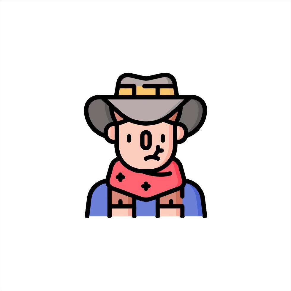 A cowboy icon with a hat and scarf vector