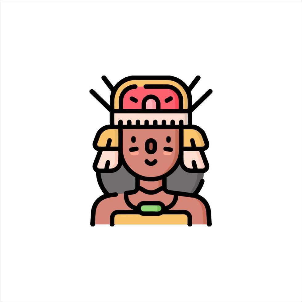A woman in a headdress with a hat vector