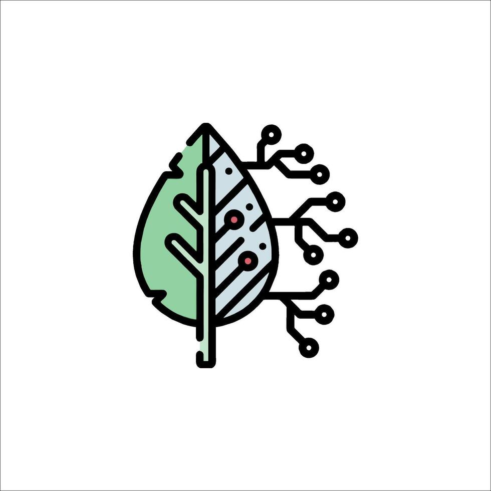 A leaf with a circuit board on it vector