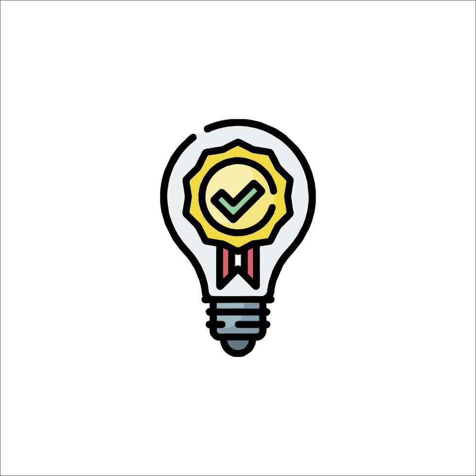 A light bulb with a check mark on it vector