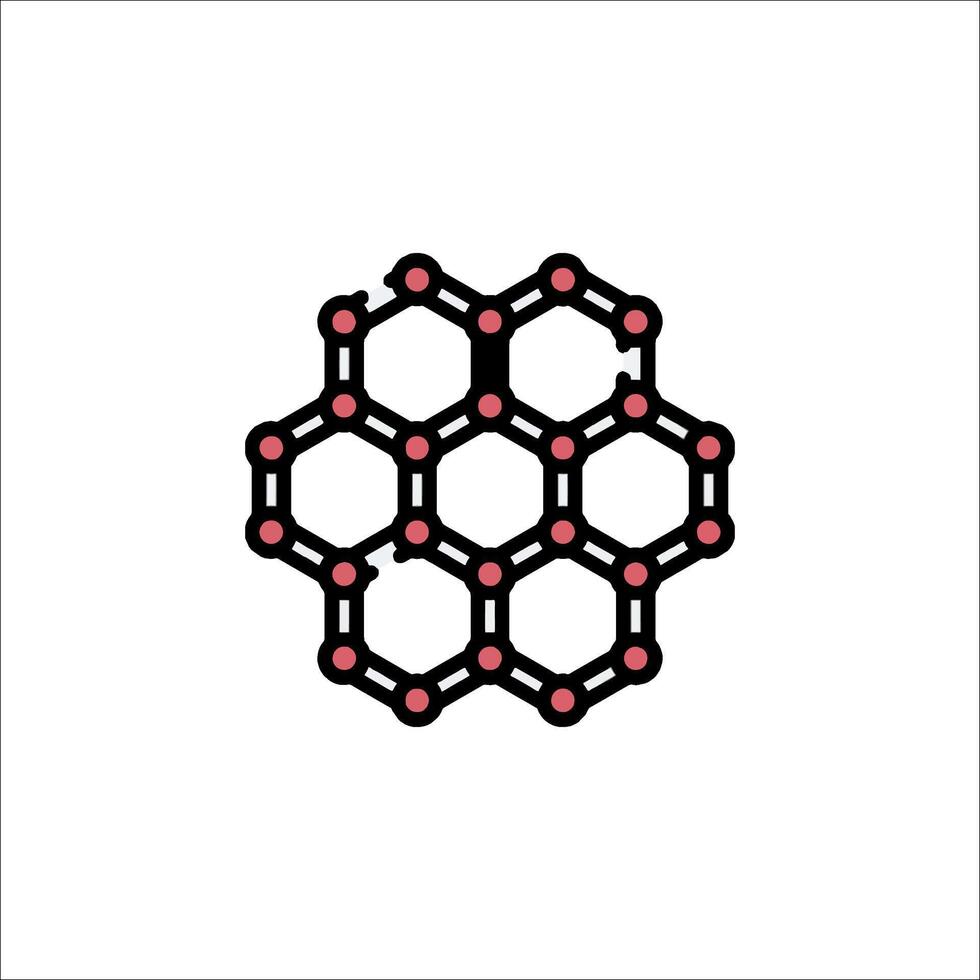 A black and red hexagon with dots on it vector