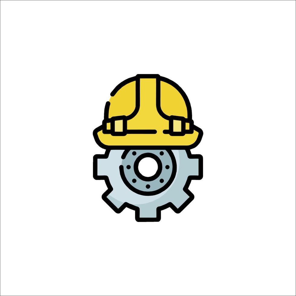 A yellow hard hat with gears on it vector