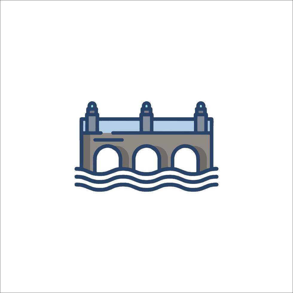 A bridge with water and waves in the background vector