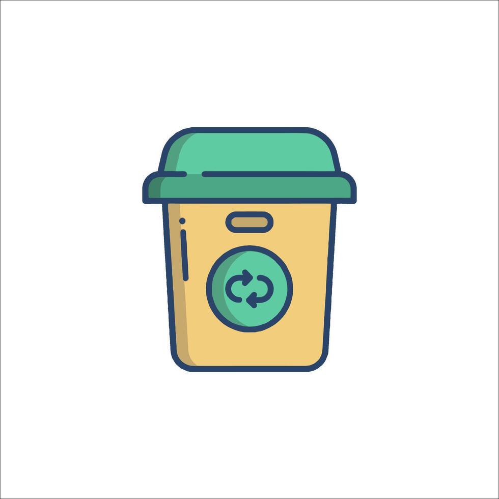 A trash can icon with a recycling symbol vector