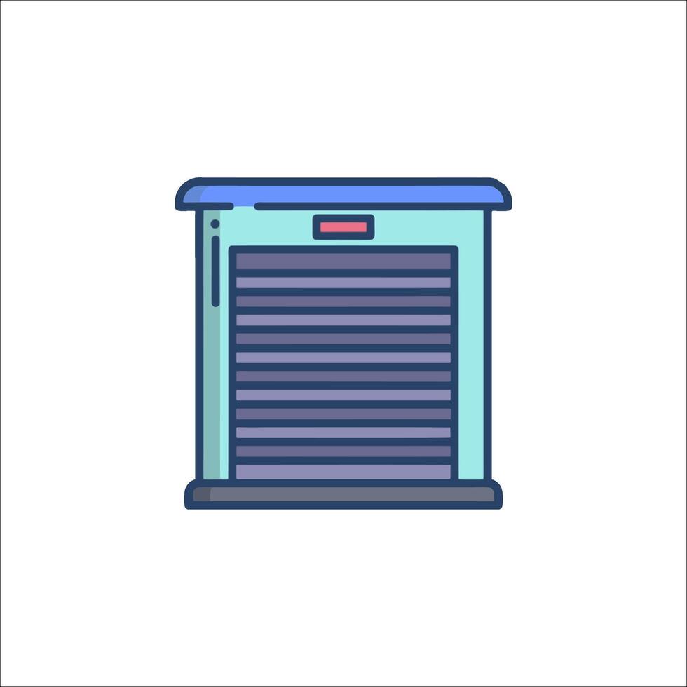 A blue and gray box with a door on it vector