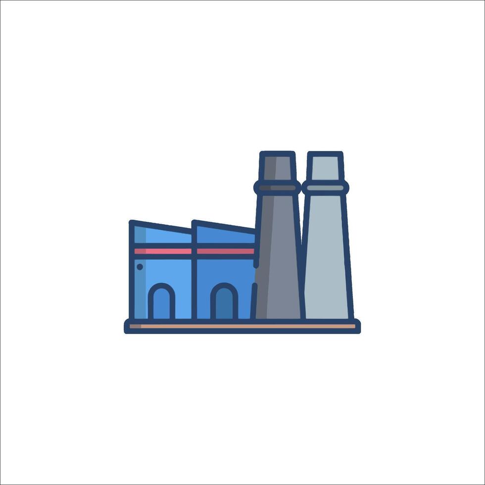 A factory icon with two chimneys vector