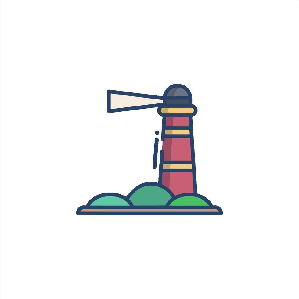 A lighthouse icon with a windmill on top vector