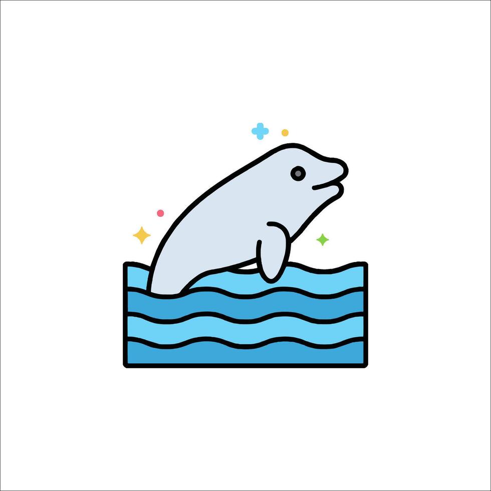 Dolphin in the water icon vector