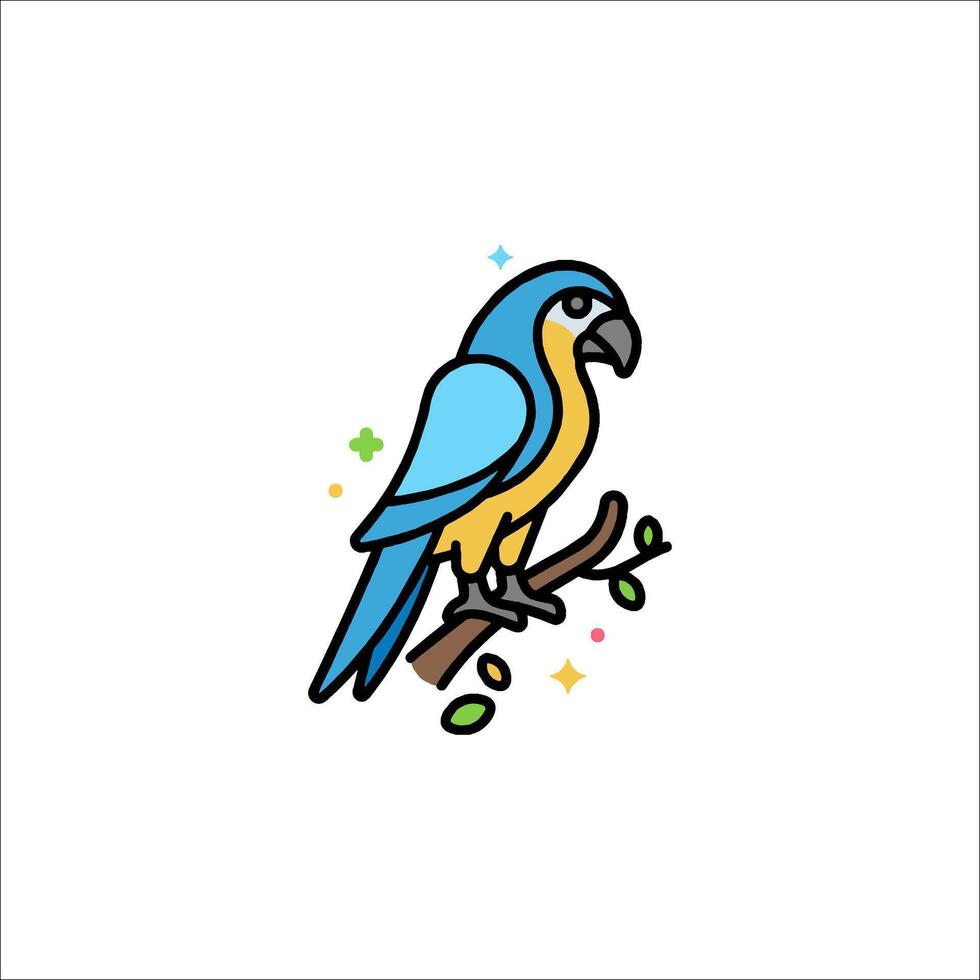 A colorful parrot sitting on a branch vector