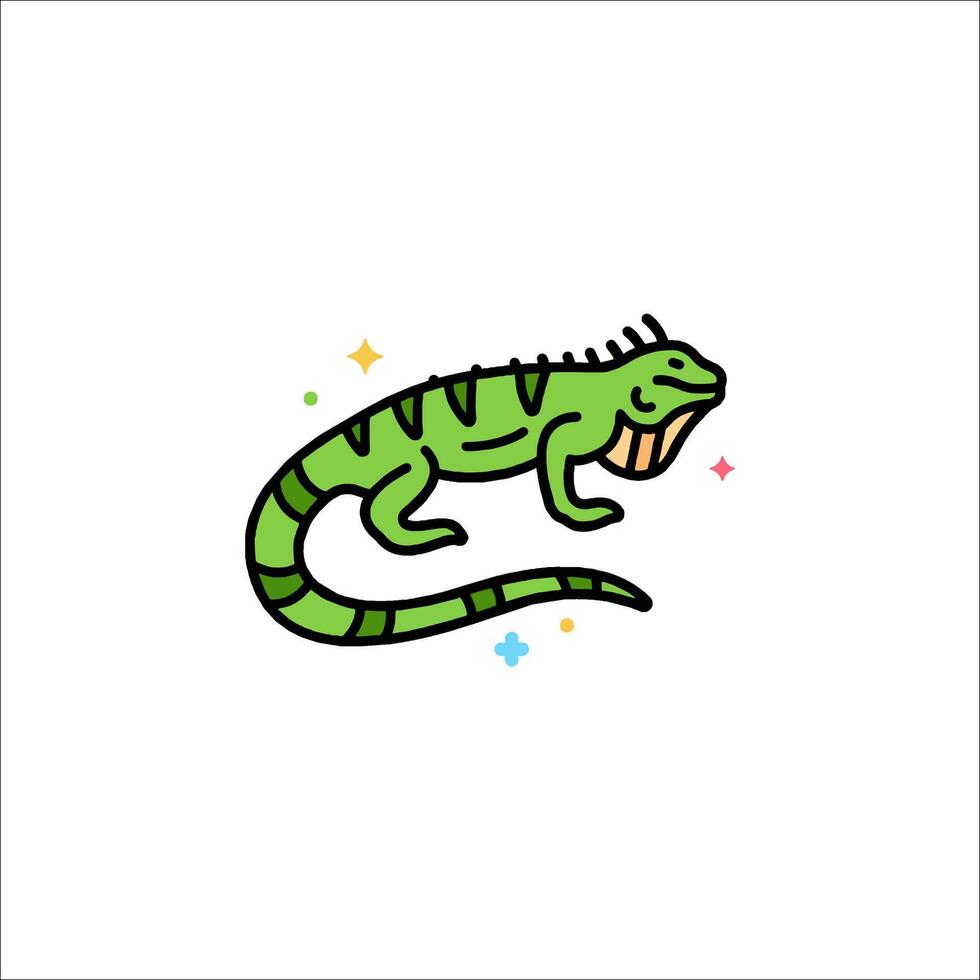 A green lizard with stars on it vector