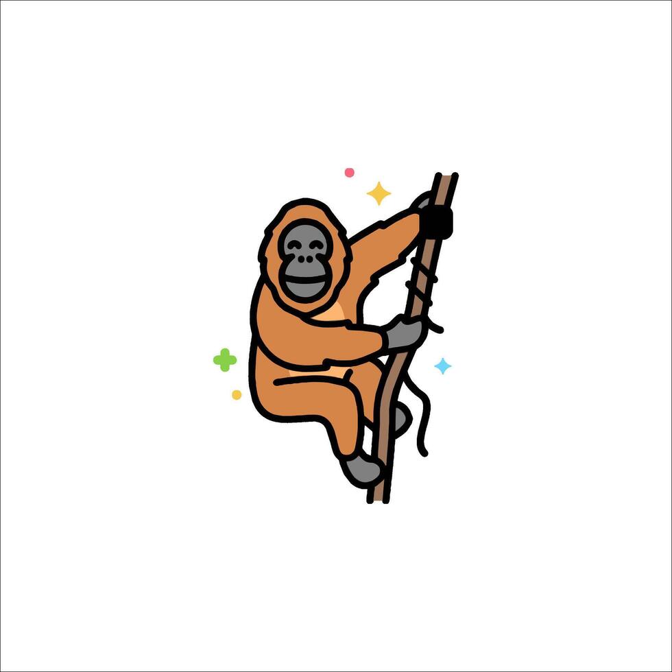 A monkey climbing on a tree branch vector