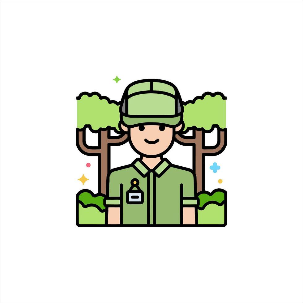 A man in a green uniform with a tree in the background vector