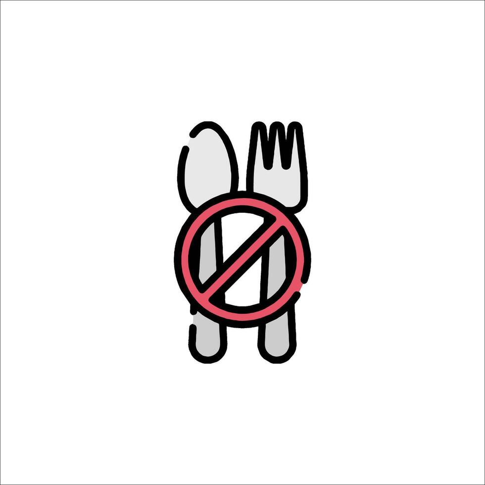 No fork and spoon icon illustration vector