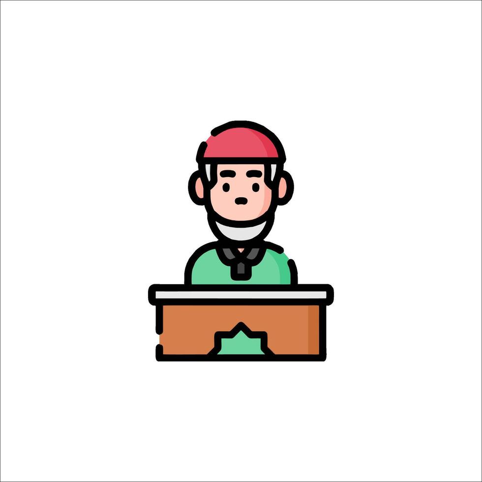 A man in a red hat sitting at a desk vector