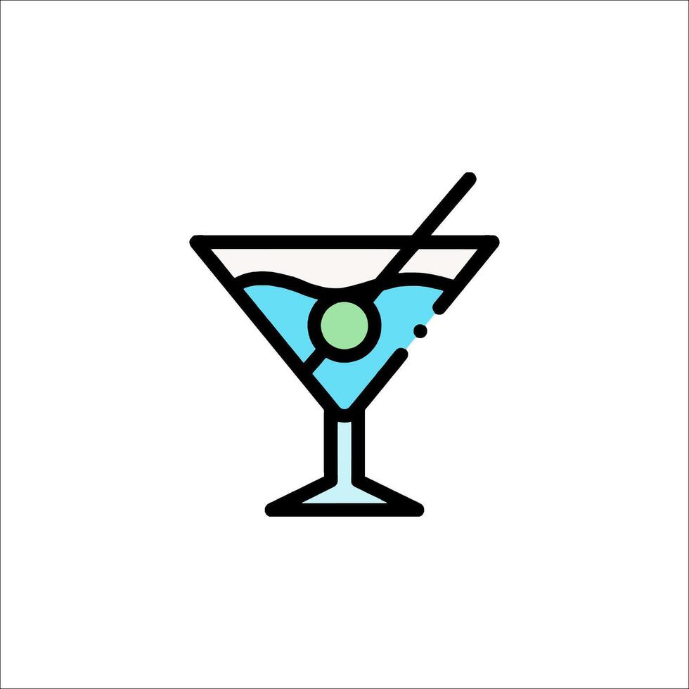 A martini glass with a green liquid in it vector
