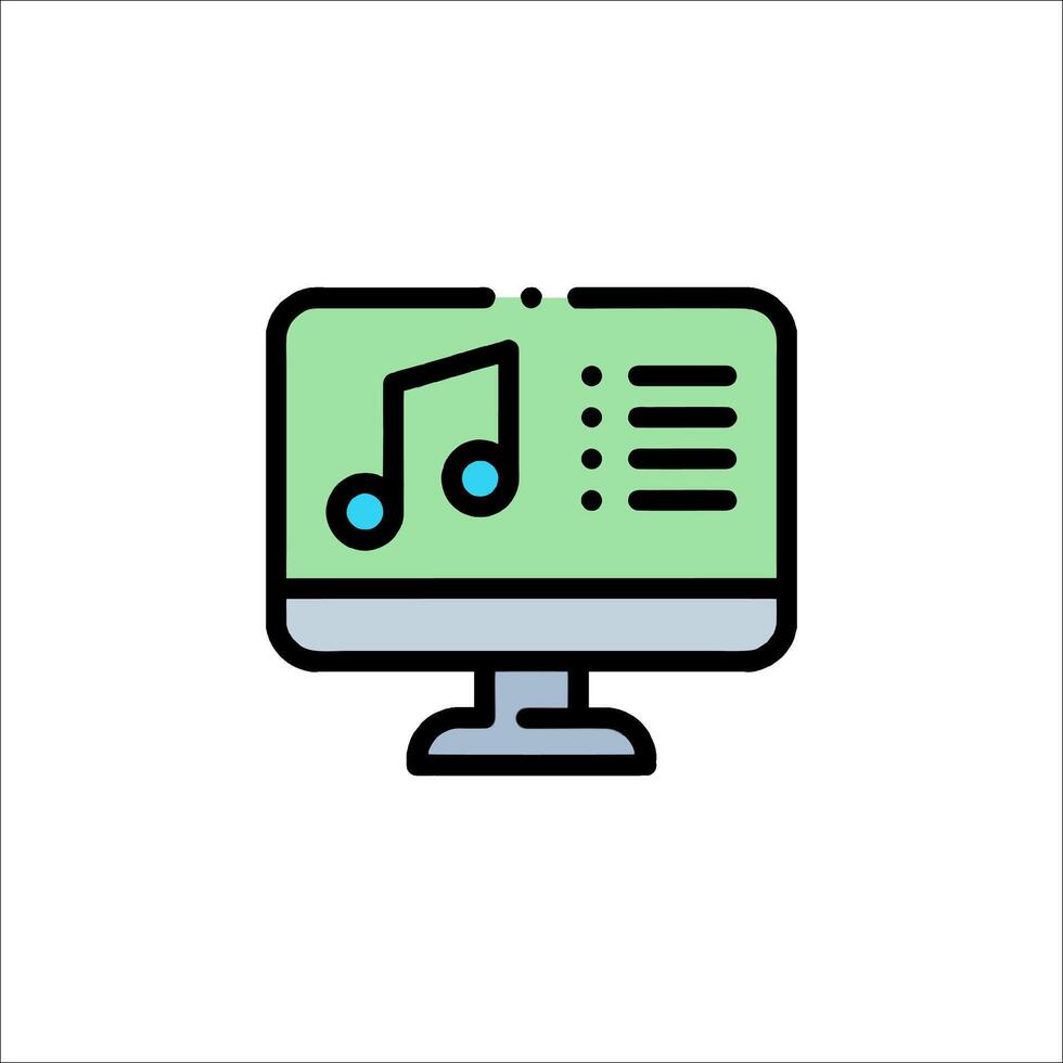 A computer monitor with music notes on it vector