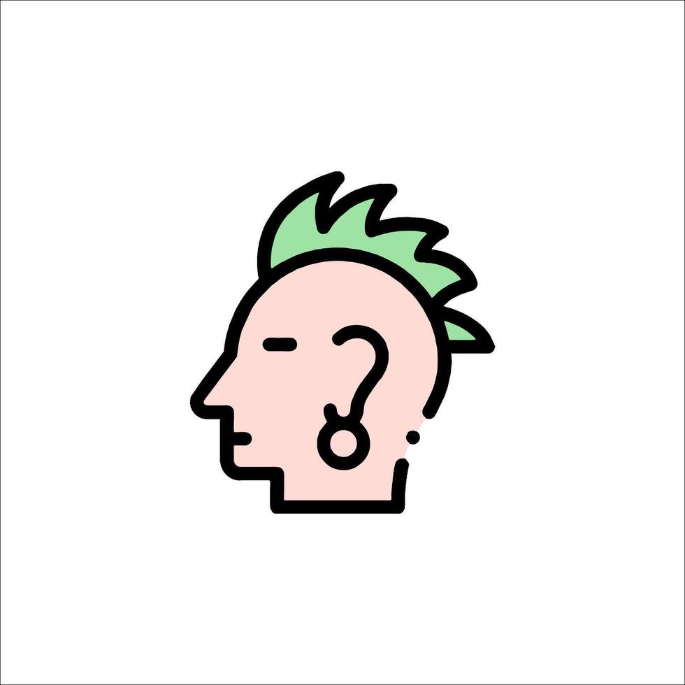 A cartoon head with a mohawk and a green mohawk vector