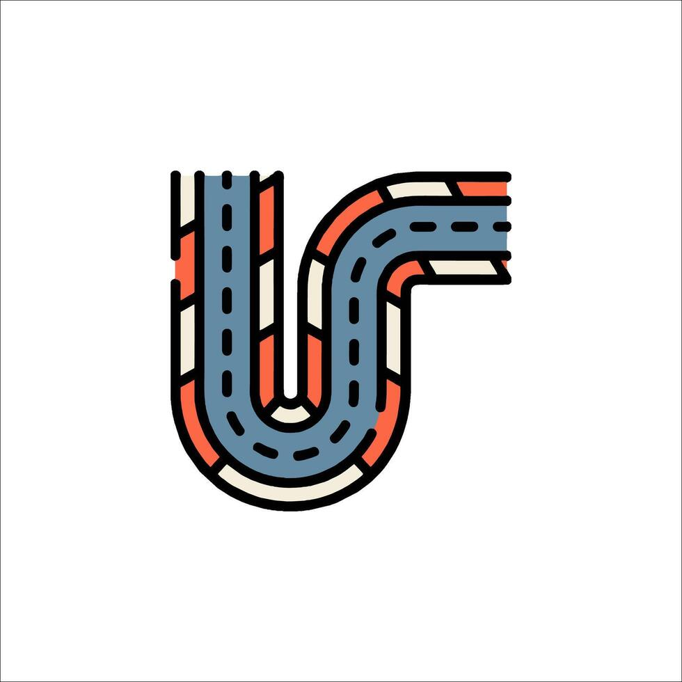 The letter u with a road going through it vector
